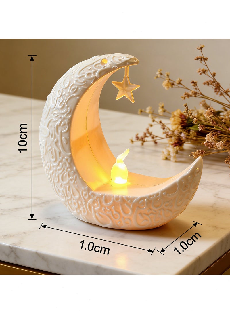 Ramadan Lights, 4-Pack LED Candle Light, Moon-Shaped with Built-in Battery, Ready-to-Use Tabletop Decor for Ramadan Decorations - Image 5